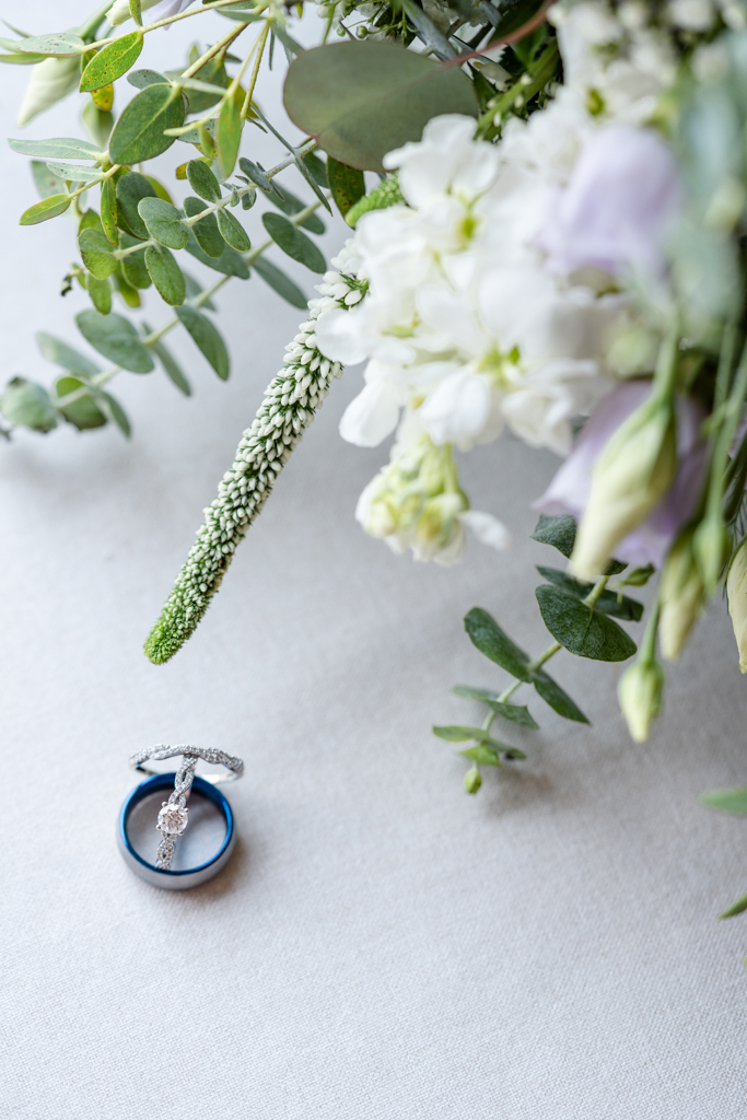 Ring detail with bridal bouquet