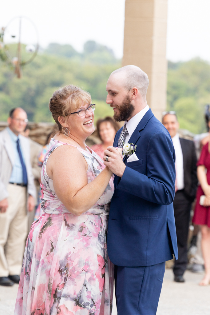 Mother and son dance at Foggy Bottom Farm in Hampstead, Maryland