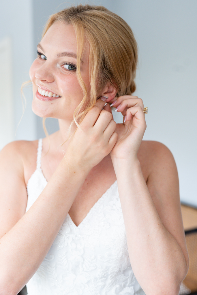 Bride getting ready on her wedding day in Frederick, MD