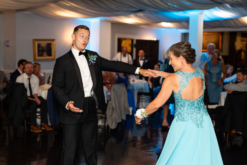 Mother and son dance at the Mansion at Valley Country Club in Towson, MD
