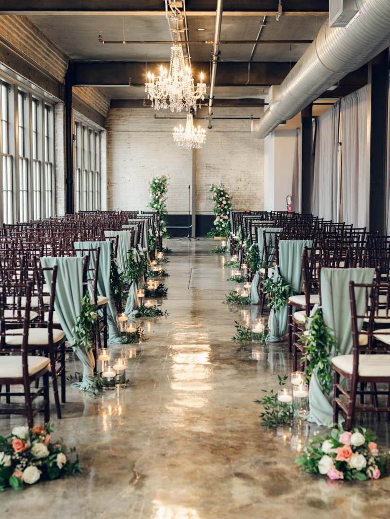 Amanda and Corey's wedding ceremony set up inside the Bond Events in York, PA. 