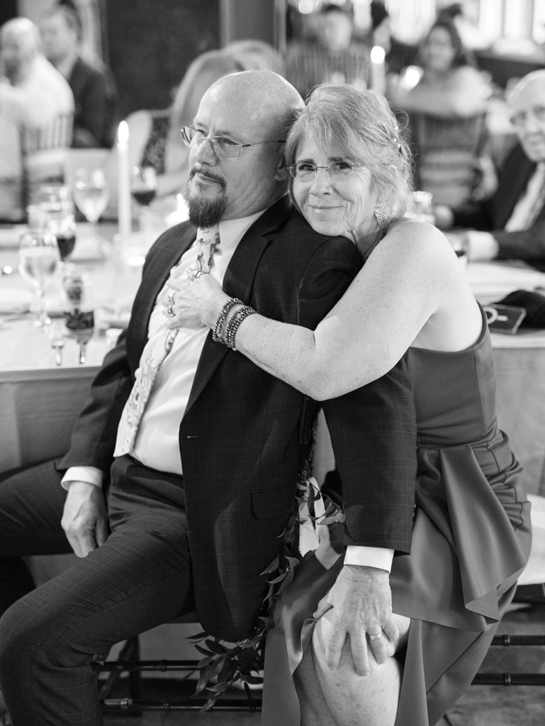 Amanda's parents admiring the newlyweds during their first dance on their wedding day at The Bond Events. 