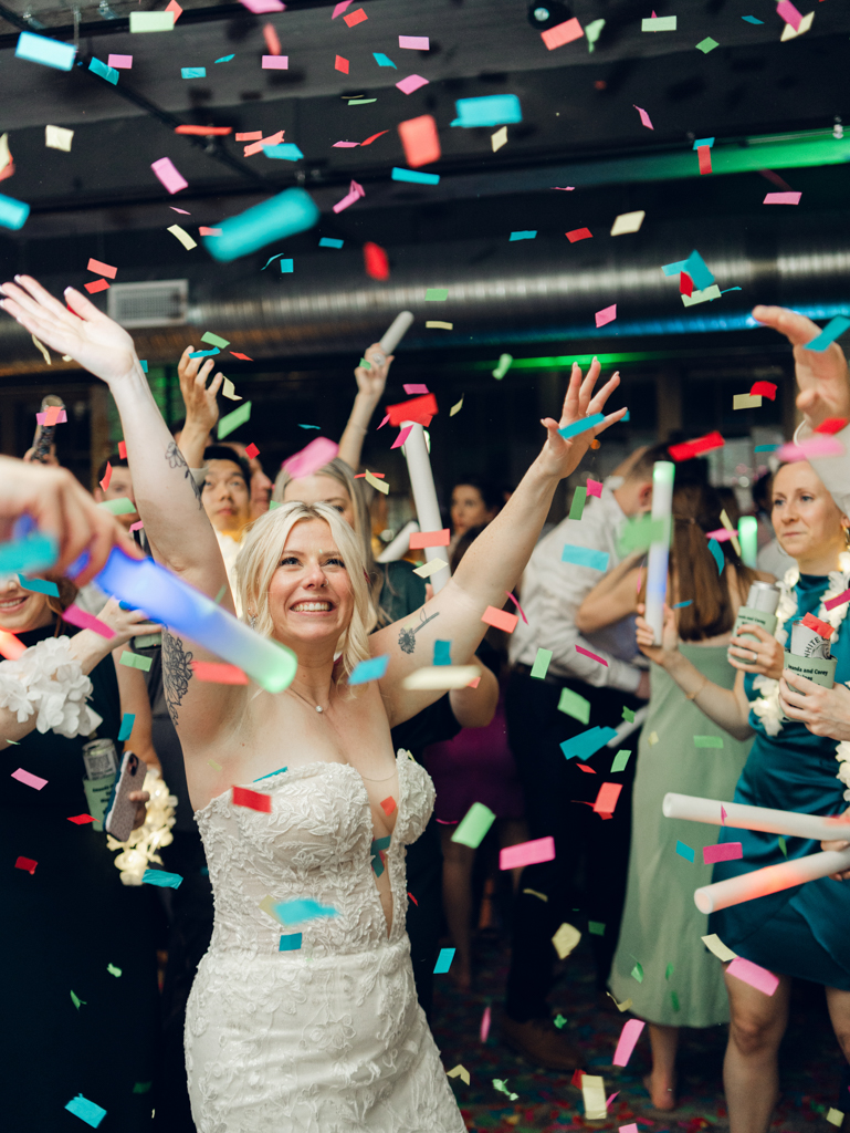 Guests dancing during Amanda and Corey's wedding day at The Bond Events.