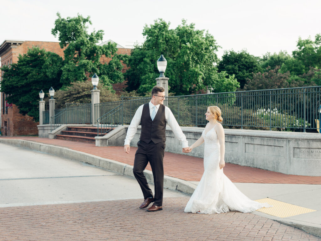 Sunset portraits of Anna and Sam during their McClintock Distilling Wedding in Frederick, Maryland