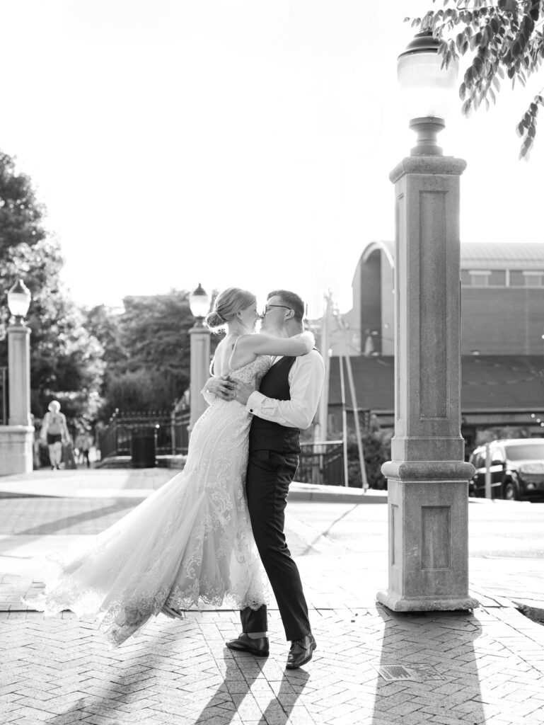 Sunset portraits of Anna and Sam during their McClintock Distilling Wedding in Frederick, Maryland