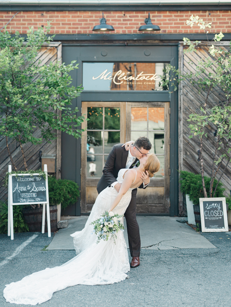 Anna and Sam at their McClintock Distilling Wedding in Frederick, Maryland