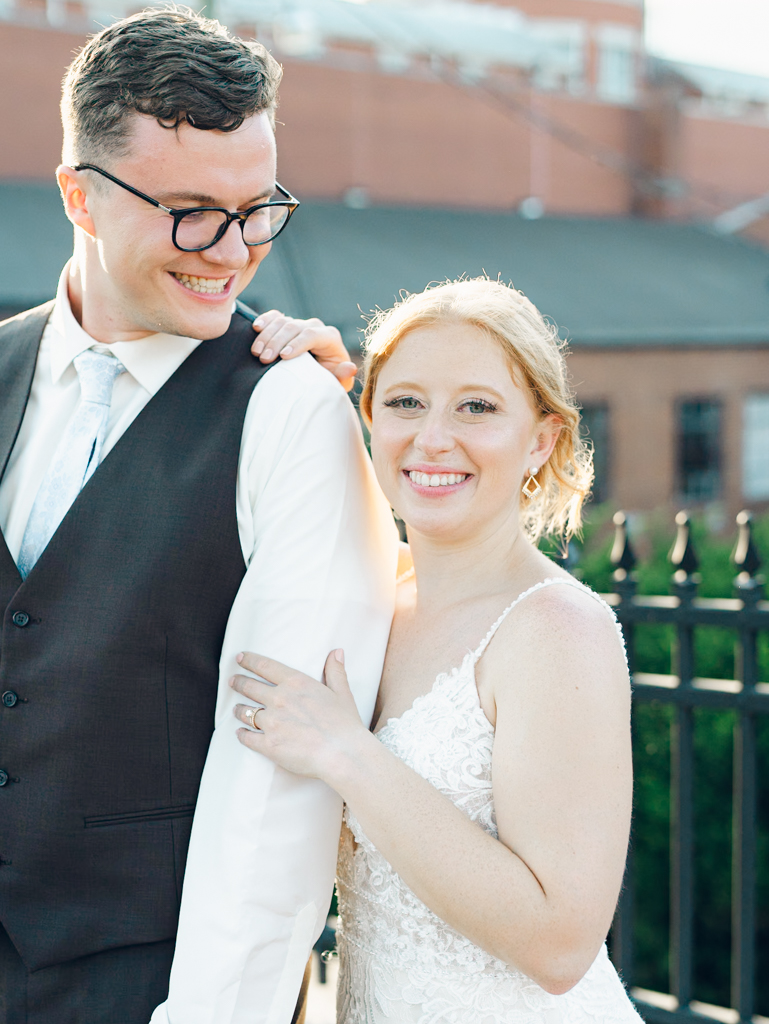 Sunset portraits of Anna and Sam during their McClintock Distilling Wedding in Frederick, Maryland