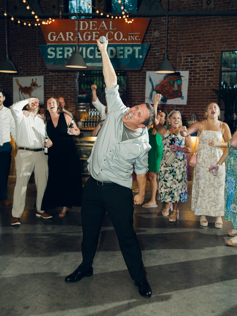 Dancing during Anna and Sam's McClintock Distilling Wedding in Frederick, Maryland