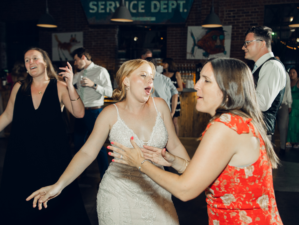 Dancing during Anna and Sam's McClintock Distilling Wedding in Frederick, Maryland