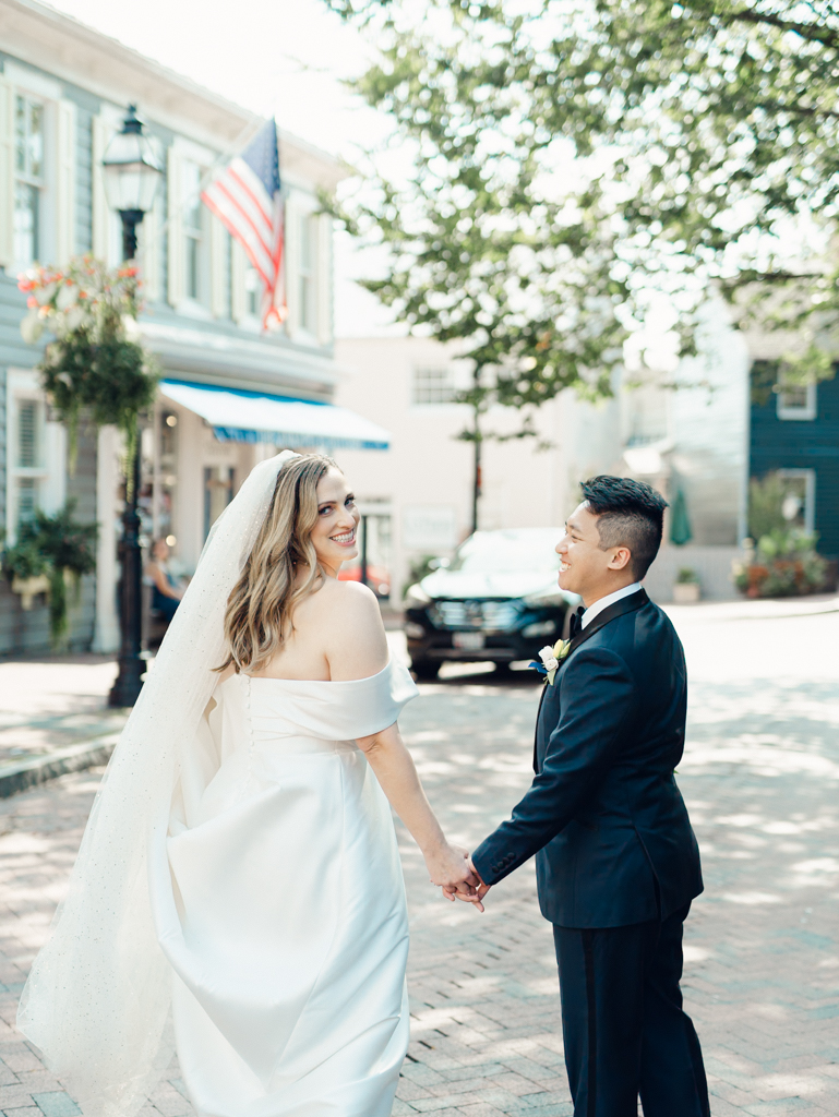 Tracie & Nick portrait on their Annapolis Wedding day at Historic Inns of Annapolis