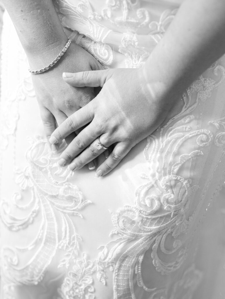 engagement ring glistening in the sunshine