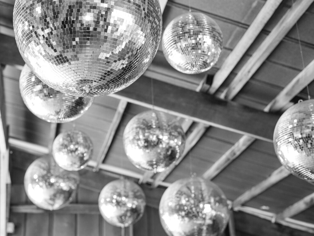 disco ball decor on wedding day