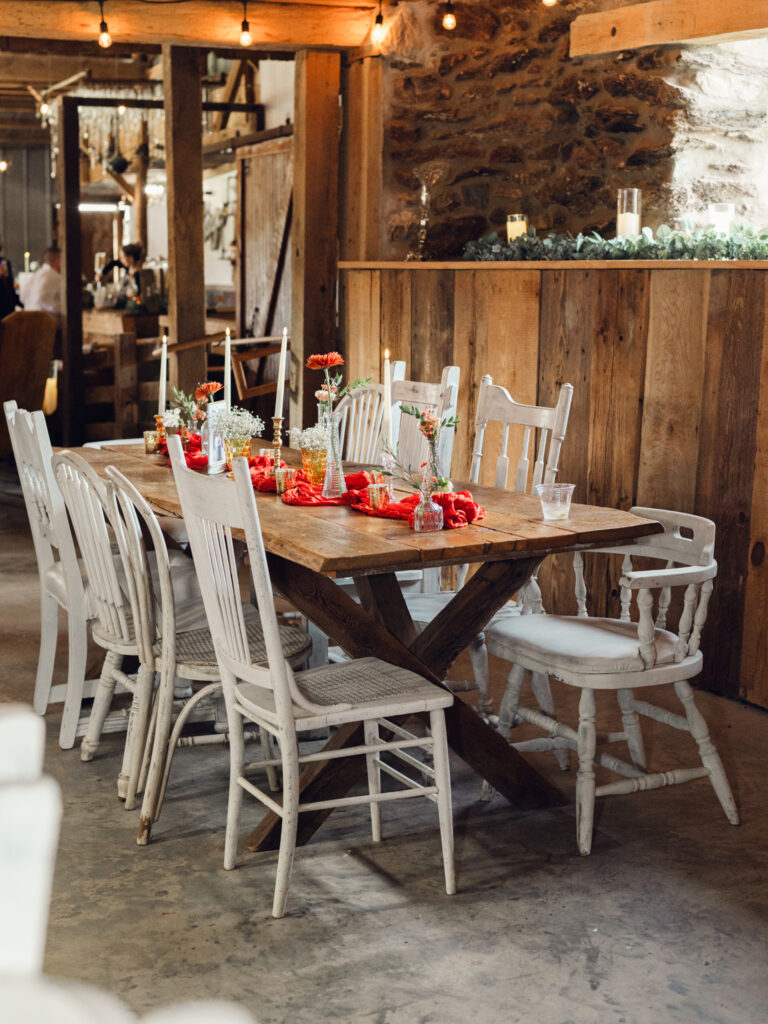 tablescape for wedding reception at The Hummingbird Chateau wedding day