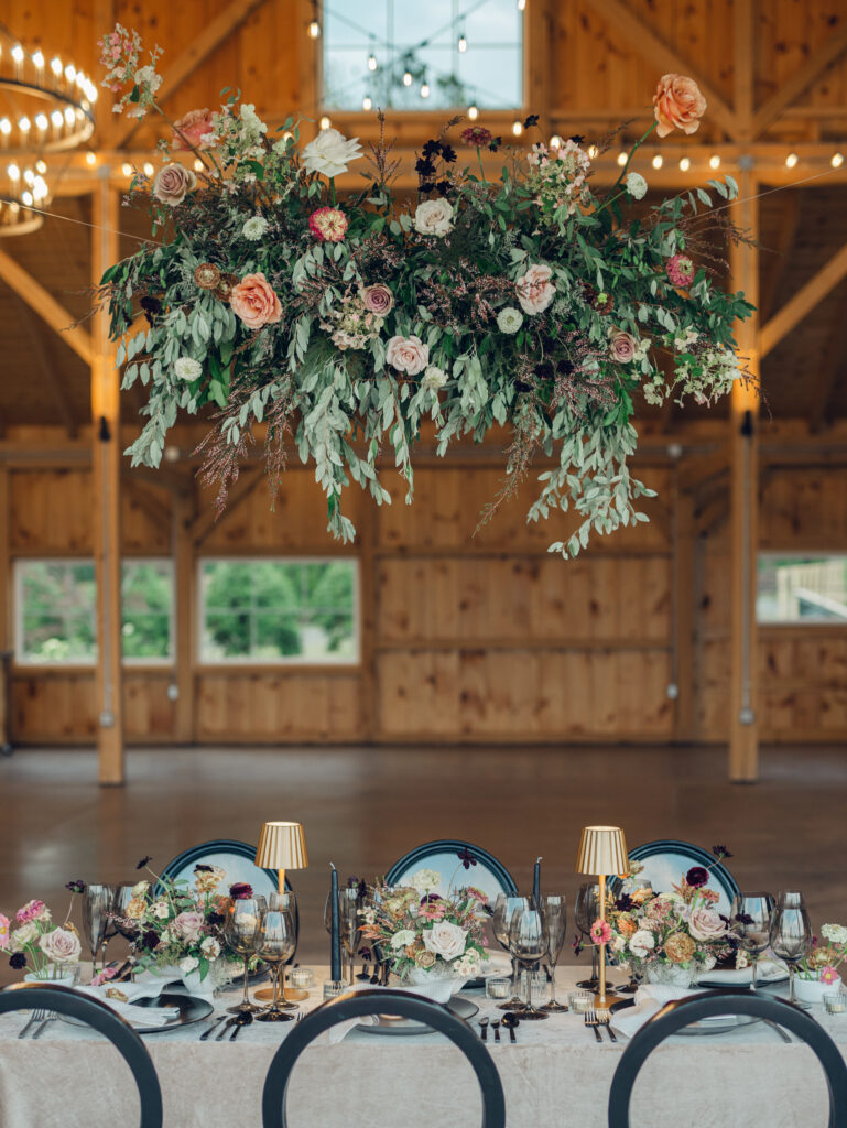 floral installation at Bortner Valley a Hampstead, MD wedding venue by Sunset Florals