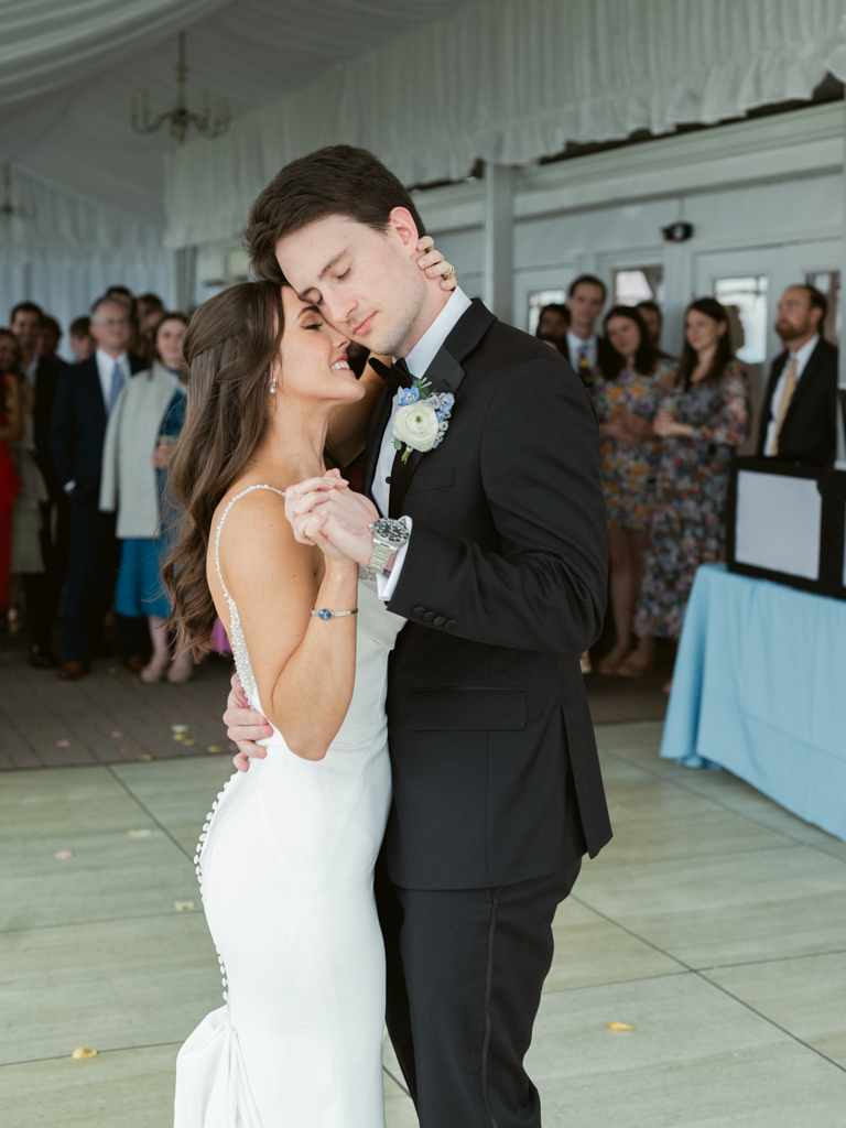 bride and groom first dance on their wedding day at Silver Swan Bayside
