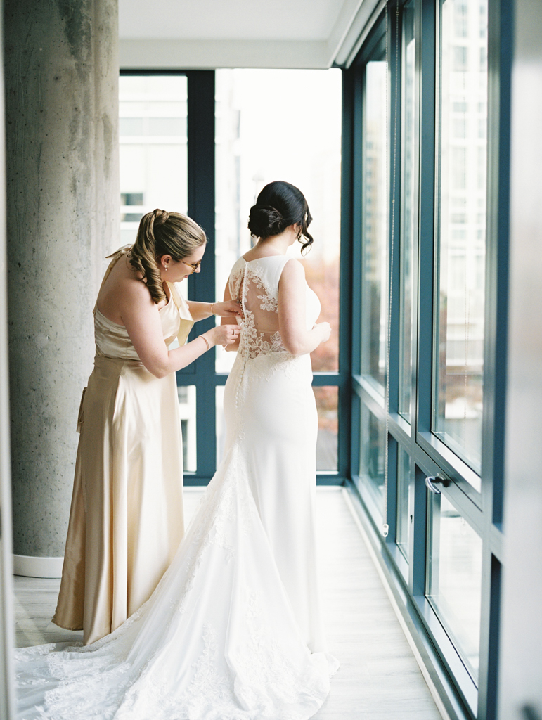 getting ready moments on film by dc film wedding photographer Nicole Simensky photography
