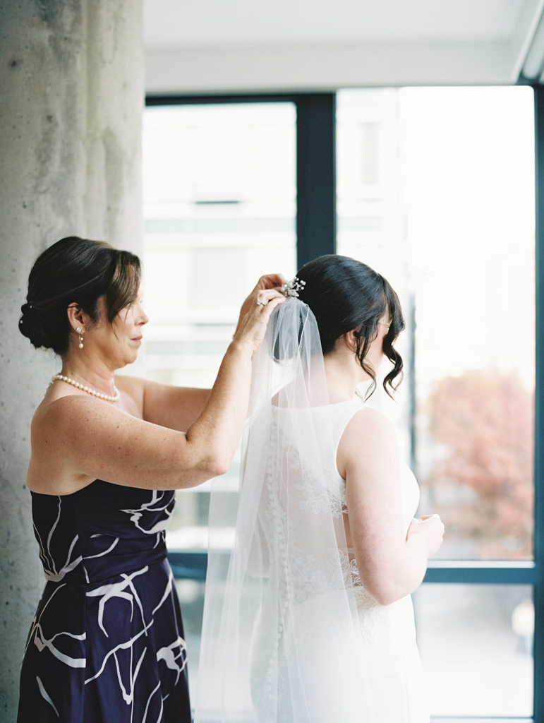 getting ready moments on film by dc film wedding photographer Nicole Simensky photography